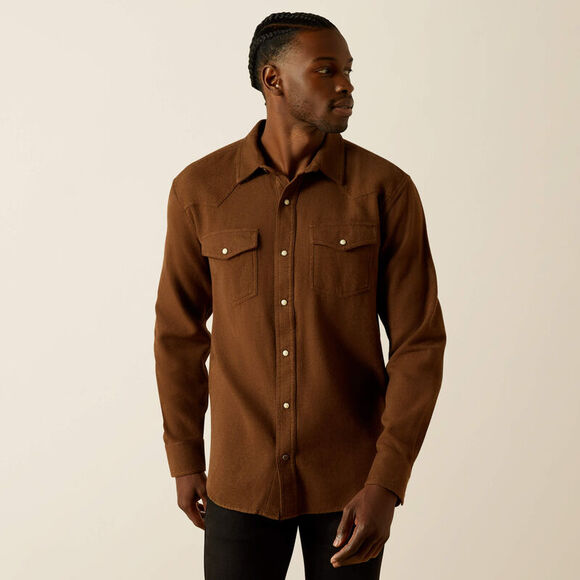 NWT Ariat THyde Retro Fit Shirt in Dark Brown size XL - Picture 1 of 7